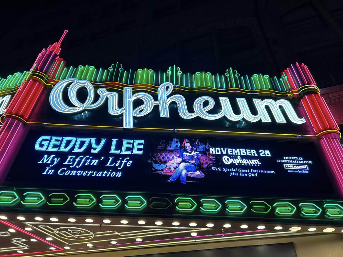 Geddy Lee 'My Effin' Life In Conversation' Tour Pictures - Orpheum Theatre - Los Angeles, CA - Nov 28 2023